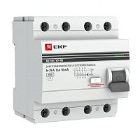 Выключатель дифференциальный (УЗО) ВД-100 4п 80А 100мА тип AC PROxima | код. elcb-4-80-100-em-pro | EKF